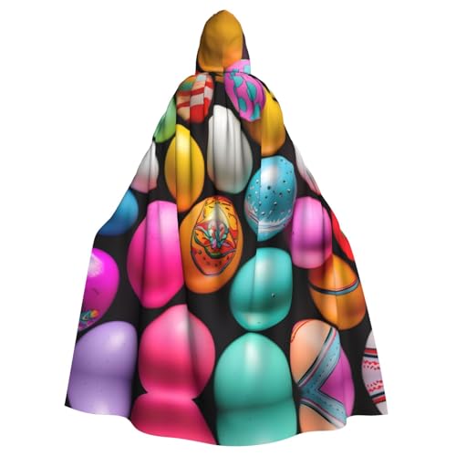 GaxfjRu Kapuzenumhang mit Ostereier-Aufdruck, mittelalterlicher Wikingerumhang mit Kapuze, Halloween, Renaissance-Umhang von GaxfjRu