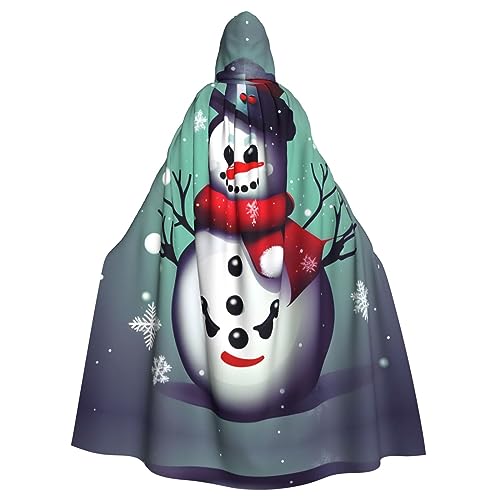 GaxfjRu Kapuzenumhang mit Schneemann-Aufdruck, mittelalterlicher Wikingerumhang mit Kapuze, Halloween, Renaissance-Umhang von GaxfjRu