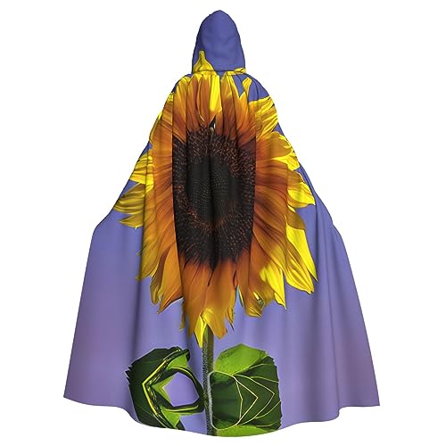 GaxfjRu Kapuzenumhang mit Sonnenblumen-Aufdruck, mittelalterlicher Wikingerumhang mit Kapuze, Halloween, Renaissance-Umhang von GaxfjRu