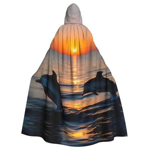 GaxfjRu Kapuzenumhang mit Sonnenuntergang und Delfinen, mittelalterlicher Wikingerumhang mit Kapuze, Halloween, Renaissance-Umhang GaxfjRu Kapuzenumhang mit Sonnenuntergang und Delfinen, mittelalterlicher Wikingerumhang mit Kapuze, Halloween, Renaissance-Umhang von GaxfjRu