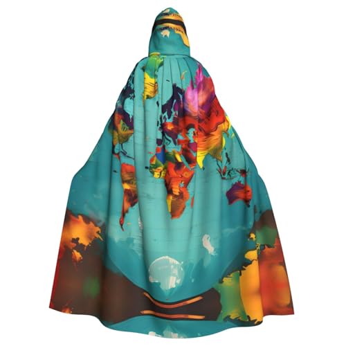 GaxfjRu Kapuzenumhang mit Weltkarten-Druck, mittelalterlicher Wikingerumhang mit Kapuze, Halloween, Renaissance-Umhang GaxfjRu Kapuzenumhang mit Weltkarten-Druck, mittelalterlicher Wikingerumhang mit Kapuze, Halloween, Renaissance-Umhang von GaxfjRu