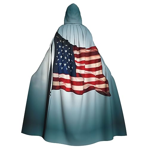 GaxfjRu Kapuzenumhang mit amerikanischer Flagge, mittelalterlicher Wikingerumhang mit Kapuze, Halloween, Renaissance, Umhang GaxfjRu Kapuzenumhang mit amerikanischer Flagge, mittelalterlicher Wikingerumhang mit Kapuze, Halloween, Renaissance, Umhang von GaxfjRu