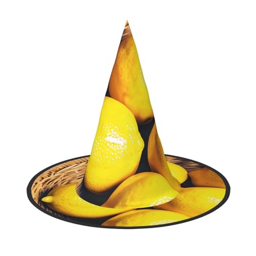 GaxfjRu Korb Zitronen Druck Halloween Hexenhut Hexe Kostüm Zubehör für Halloween Cosplay Party Urlaub Dekoration 3 Stück von GaxfjRu