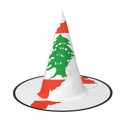 GaxfjRu Libanon-Flagge, Landkarte, Druck, Halloween, Hexenhut, Hexenkostüm, Zubehör für Halloween, Cosplay, Party, Urlaub, Dekoration, 3 Stück von GaxfjRu