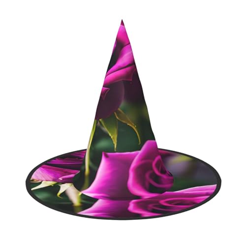 GaxfjRu Lila Rosen Druck Halloween Hexenhut Hexe Kostüm Zubehör für Halloween Cosplay Party Urlaub Dekoration 3 Stück von GaxfjRu