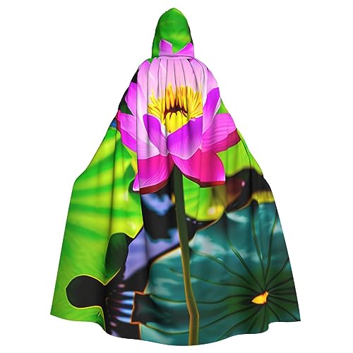 GaxfjRu Lotusblumen-Umhang mit Kapuze, mittelalterlicher Wikingerumhang mit Kapuze, Halloween, Renaissance-Umhang von GaxfjRu