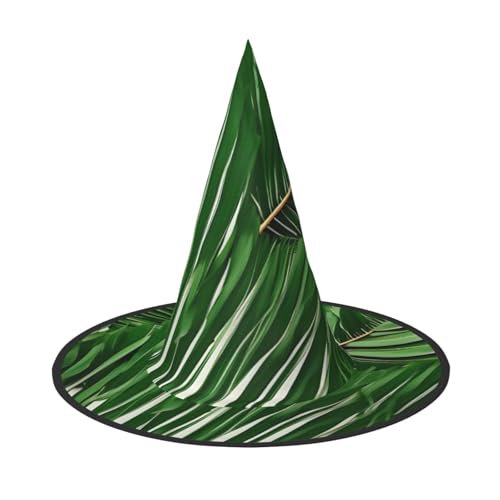 GaxfjRu Lush Green Palm Leaves Print Halloween Hexenhut, Hexenkostüm, Zubehör für Halloween, Cosplay, Party, Urlaub, Dekoration, 3 Stück von GaxfjRu