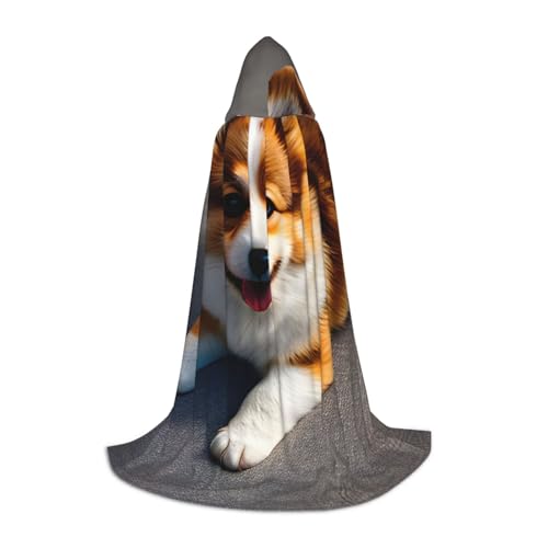 GaxfjRu Lustiger Corgi Butt brauner Druck Mittelalter Kapuzenumhang Umhang Umhang mit Kapuze Herren Halloween Renaissance Kostüm Wikinger Stil von GaxfjRu