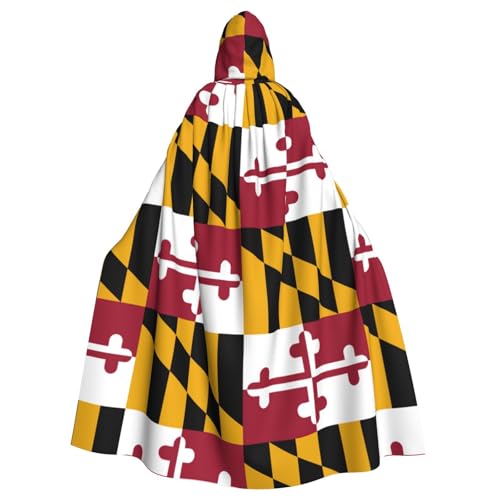 GaxfjRu Maryland Umhang mit Staatsflagge, mittelalterlicher Wikingerumhang mit Kapuze, Halloween, Renaissance, Umhang von GaxfjRu