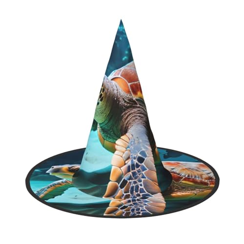GaxfjRu Meeresschildkröten-Druck, Halloween-Hexenhut, Hexenkostüm, Zubehör für Halloween, Cosplay, Party, Urlaub, Dekoration, 3 Stück von GaxfjRu