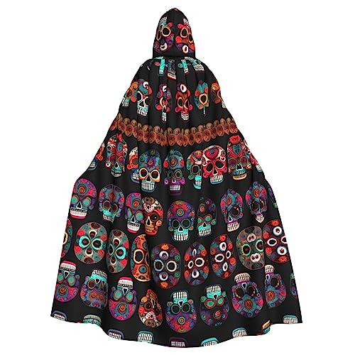 GaxfjRu Mexikanischer Totenkopf-Druck, Uni, Weihnachten, Halloween, Party, magischer Kapuzenumhang, Maskerade, Cosplay-Kostüm von GaxfjRu
