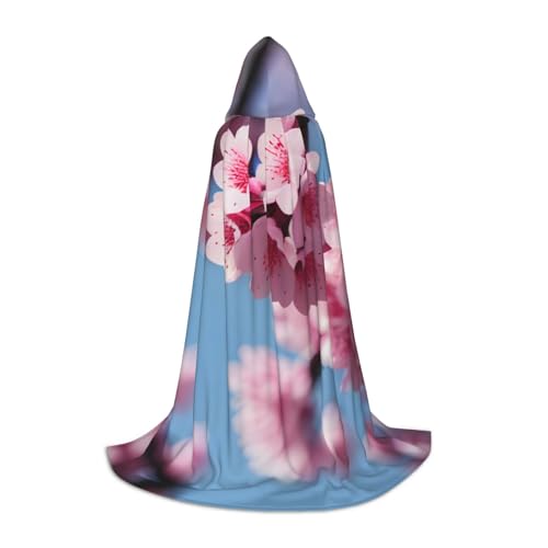 GaxfjRu Mittelalterlicher Kapuzenumhang mit Kirschblüten und Kapuze, für Herren, Halloween, Renaissance-Kostüm, Wikinger-Stil von GaxfjRu