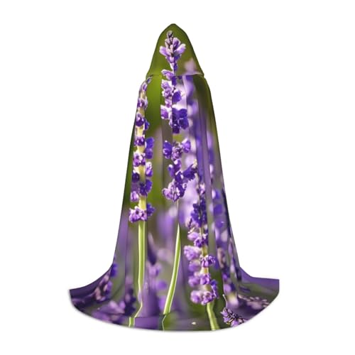 GaxfjRu Mittelalterlicher Kapuzenumhang mit Lavendelblüten und Kapuze, für Herren, Halloween, Renaissance-Kostüm, Wikinger-Stil von GaxfjRu