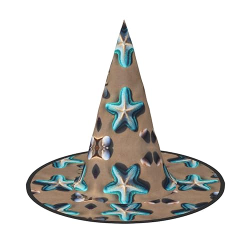 GaxfjRu Muscheln Seestern am Strand Druck Halloween Hexenhut Hexen Kostüm Zubehör für Halloween Cosplay Party Urlaub Dekoration 3 Stück von GaxfjRu