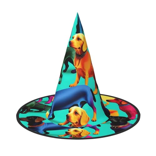 GaxfjRu Niedlicher Dackel-Hunde-Druck, Halloween-Hexenhut, Hexenkostüm, Zubehör für Halloween, Cosplay, Party, Urlaub, Dekoration, 3 Stück GaxfjRu Niedlicher Dackel-Hunde-Druck, Halloween-Hexenhut, Hexenkostüm, Zubehör für Halloween, Cosplay, Party, Urlaub, Dekoration, 3 Stück von GaxfjRu