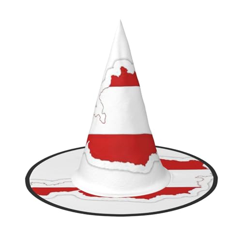 GaxfjRu Österreichische Flagge, Landkarte, Druck, Halloween-Hexenhut, Hexenkostüm, Zubehör für Halloween, Cosplay, Party, Urlaub, Dekoration, 3 Stück von GaxfjRu