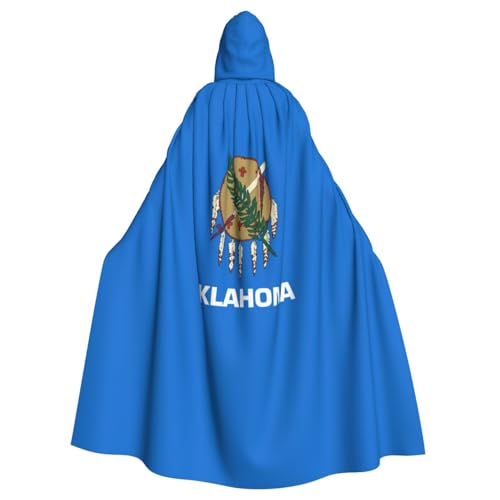 GaxfjRu Oklahoma Umhang mit Staatsflagge, mittelalterlicher Wikingerumhang mit Kapuze, Halloween, Renaissance-Umhang von GaxfjRu