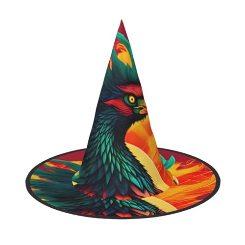 GaxfjRu Phoenix Print Halloween Hexenhut, Hexenkostüm, Zubehör für Halloween, Cosplay, Party, Urlaub, Dekoration, 3 Stück von GaxfjRu