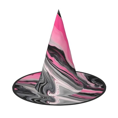 GaxfjRu Pinks abstrakter Marmor-Grau, künstlerischer Druck, Halloween-Hexenhut, Hexenkostüm, Zubehör für Halloween, Cosplay, Party, Urlaub, Dekoration, 3 Stück von GaxfjRu