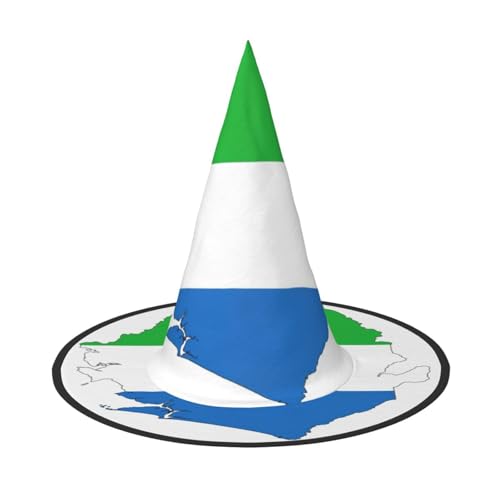 GaxfjRu Sierra Leone Flagge, Kartendruck, Halloween-Hexenhut, Hexenkostüm, Zubehör für Halloween, Cosplay, Party, Urlaub, Dekoration, 3 Stück von GaxfjRu