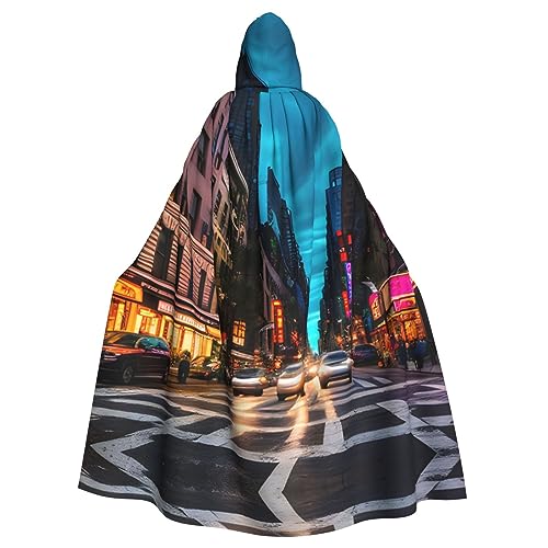 GaxfjRu Streets of New York City Print Kapuzenumhang Mittelalter Wikinger Umhang Umhang mit Kapuze Halloween Renaissance Umhang Kostüm von GaxfjRu