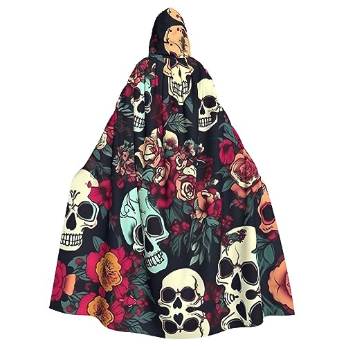 GaxfjRu Umhang mit buntem Totenkopf-Motiv, mittelalterlicher Wikingerumhang mit Kapuze, Halloween, Renaissance-Umhang GaxfjRu Umhang mit buntem Totenkopf-Motiv, mittelalterlicher Wikingerumhang mit Kapuze, Halloween, Renaissance-Umhang von GaxfjRu