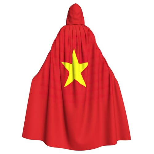 GaxfjRu Umhang mit vietnamesischer Flagge, mittelalterlicher Wikingerumhang mit Kapuze, Halloween, Renaissance, Umhang von GaxfjRu