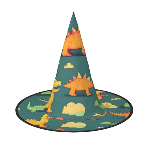 GaxfjRu Viele kleine Dinosaurier-Druck, Halloween-Hexenhut, Hexenkostüm, Zubehör für Halloween, Cosplay, Party, Urlaub, Dekoration, 3 Stück von GaxfjRu