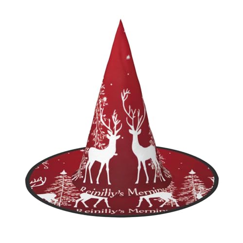 GaxfjRu Weihnachtliche Winterlandschaft Hirsch Druck Halloween Hexenhut Hexe Kostüm Zubehör für Halloween Cosplay Party Urlaub Dekoration 3 Stück von GaxfjRu