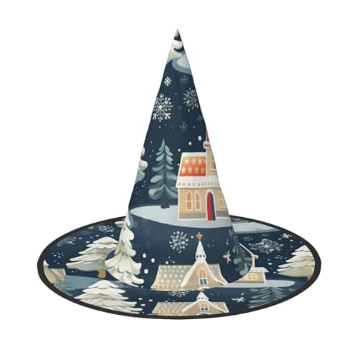 GaxfjRu Weihnachtliche Winterlandschaft Hirsch Druck Halloween Hexenhut Hexe Kostüm Zubehör für Halloween Cosplay Party Urlaub Dekoration 3 Stück von GaxfjRu