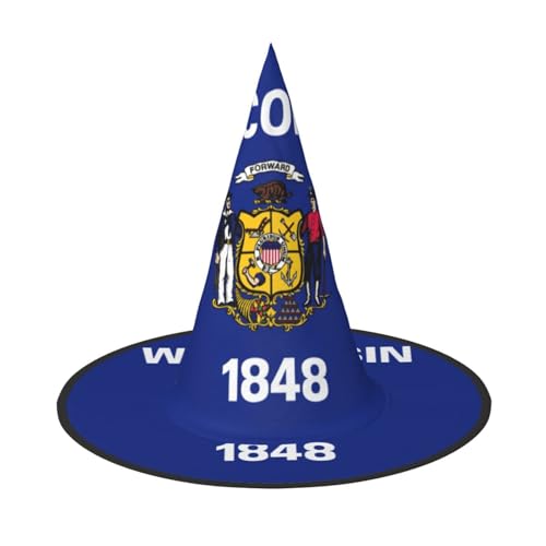 GaxfjRu Wisconsin State Flag Print Halloween Hexenhut, Hexenkostüm, Zubehör für Halloween, Cosplay, Party, Urlaub, Dekoration, 3 Stück von GaxfjRu