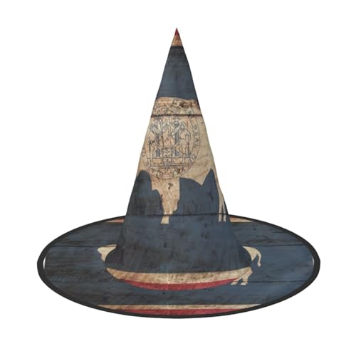 GaxfjRu Wyoming Staatsflagge Karte Druck Halloween Hexenhut Hexen Kostüm Zubehör für Halloween Cosplay Party Urlaub Dekoration 3 Stück von GaxfjRu