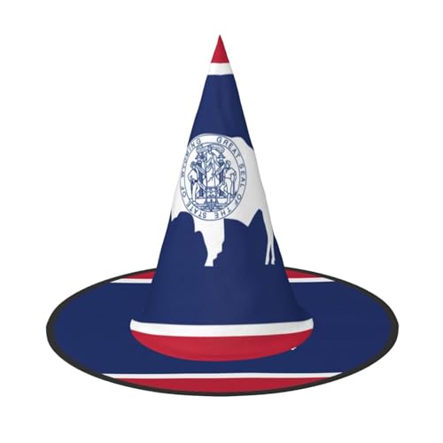 GaxfjRu Wyoming Staatsflaggen-Druck, Halloween-Hexenhut, Hexenkostüm, Zubehör für Halloween, Cosplay, Party, Urlaub, Dekoration, 3 Stück von GaxfjRu