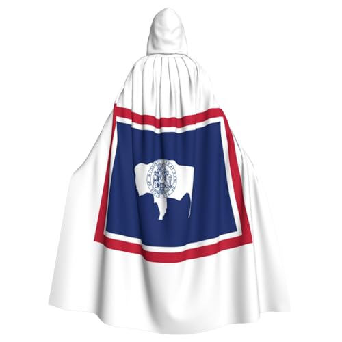 GaxfjRu Wyoming Umhang mit Staatsflagge, mittelalterlicher Wikingerumhang mit Kapuze, Halloween, Renaissance, Umhang von GaxfjRu