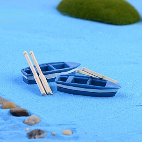 Gazechimp 2 Sets Miniatur Schiff Boot Bonsai Handwerk für Puppenhaus Garten Landschaft DIY Dekor Blau von Gazechimp