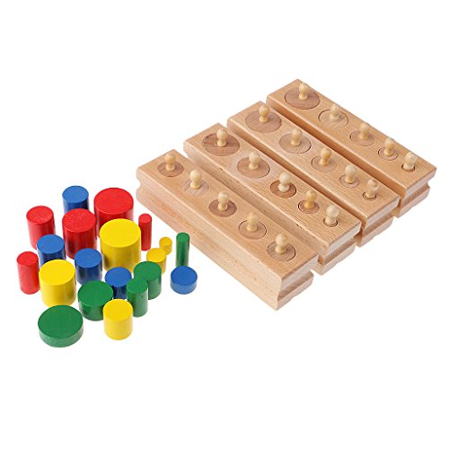 Gazechimp Montessori - Zylinder Holzblöcke mit Brett. Kinder Spielzeug für Zuhause oder Kindergarten von Gazechimp