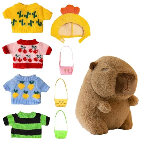 Gazocua Capybara Plüsch, 9-Zoll-ultraweiche Anziehpuppen, Capybara Kuscheltier, Capybara Stofftier, Niedliche Capybara Mit Kleidung Und Accessoires, Niedliche Capybara Kuscheltier Gazocua Capybara Plüsch, 9-Zoll-ultraweiche Anziehpuppen, Capybara Kuscheltier, Capybara Stofftier, Niedliche Capybara Mit Kleidung Und Accessoires, Niedliche Capybara Kuscheltier von Gazocua