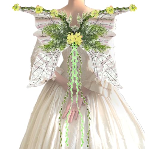 Gazocua Erwachsenen Feenflügel,Glitzerflügel Kostümzubehör - Kostümaccessoires Für Damen Mädchen Bühnenauftritt Fest Halloween Weihnachten Gartenparty von Gazocua