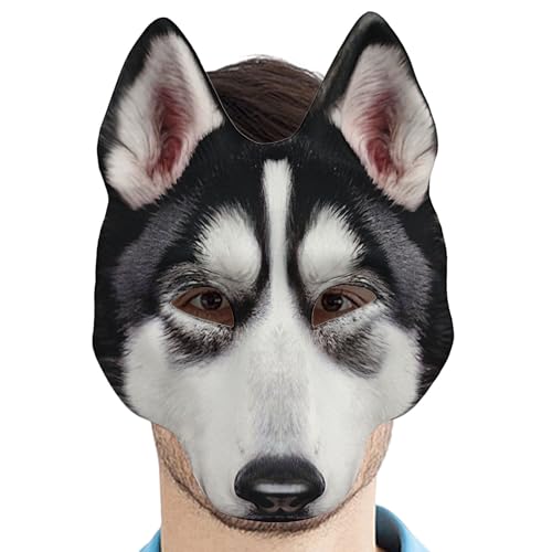 Gazocua Husky Maske Hundemaskerade Gesichtsbedeckung | Realistische Cosplay Maske | Halloween Maske Für Maskerade, Abschlussball, Kostüm, Cosplay-Requisiten von Gazocua