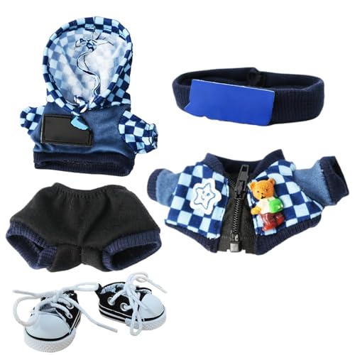 Gazocua Puppenkleidung Für Babypuppen, Häkelset Für Puppenzubehör, Handgefertigtes Outfit Mit Schuhen Brille Kette Für Kleinkinder Mädchen Geburtstag Weihnachten Fest von Gazocua