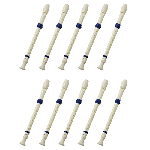 Gbloodst 10 x Studenten, Kunststoff, 8 Löcher, Sopranflöte, Beige, Blau, mit Reinigungsstäbchen von Gbloodst