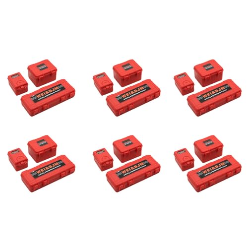 Gbloodst 18 Stück Kunststoff RC Aufbewahrungsbox Auto Dekorationswerkzeug für Trx4 Axial Scx10 90046 D90 1/10 RC Zubehör Tracker Rot von Gbloodst