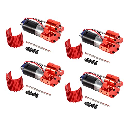 Gbloodst 4 x 370 Gebürsteter Motor + Kühlkörpergetriebe aus Legierung für C14 C24 B14 B24 B16, Rot von Gbloodst