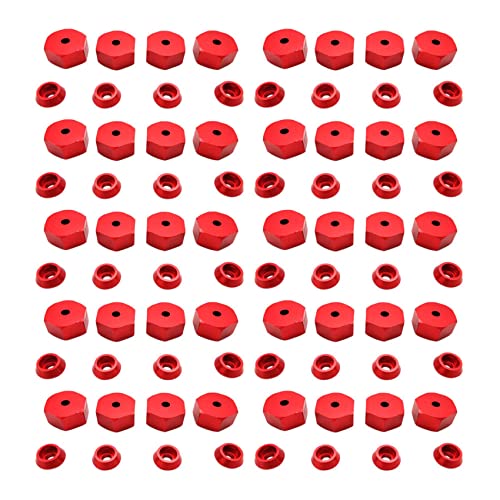 Gbloodst Hexagonaler Radnabenadapter aus Metall, 40 Stück, 5 mm auf 12 mm, für D12 C24 C34 B24 B36 MN D90 D99 RC Car Upgrade Teile, Rot von Gbloodst