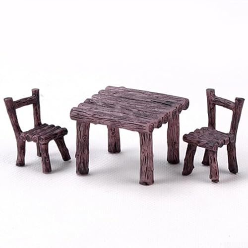 Garden Craft Blumentöpfe, Deko-Set, Miniatur-Harz-Tisch und Stuhl, Feen-Ornament (dunkler Kaffee – keine Blumen – quadratischer Tisch) von Gbtdoface