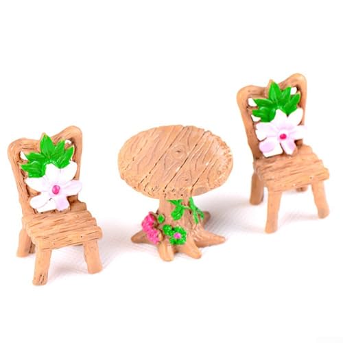 Miniatur-Tische und Stühle, DIY-Dekor-Zubehör für Feengarten, Puppenhaus-Ornament von Gbtdoface
