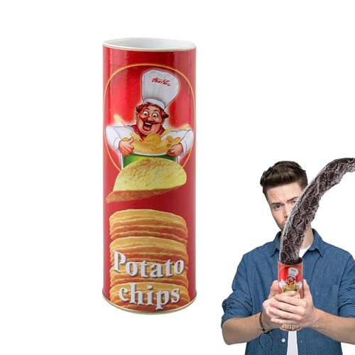 Gcerfby Aprilscherze, Kartoffelchip-Schlangenstreich | Realistische Kartoffelchip-Snacks-Überraschungsdosen-Streich - Verängstigtes Sprungfederspielzeug, Gag Can Streiche, Halloween-Witzspielzeug für von Gcerfby