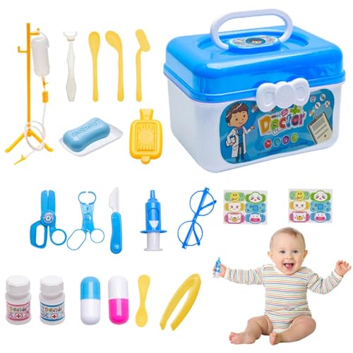 Gcerfby Arztkit für Kinder | 23 stücke Spielhaus Spielzeug Arzt Set Stethoskop Kinder Spielhaus Aufbewahrungsbox - Arzt-Rollenspiel-Kostüm, Arzt-Spielset für Kleinkinder, , Mädchen ab 3 Jahren Gcerfby Arztkit für Kinder | 23 stücke Spielhaus Spielzeug Arzt Set Stethoskop Kinder Spielhaus Aufbewahrungsbox - Arzt-Rollenspiel-Kostüm, Arzt-Spielset für Kleinkinder, , Mädchen ab 3 Jahren von Gcerfby