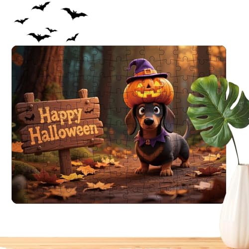 Gcerfby Halloween Puzzle - 130 Teile Puzzlespiel Für Kinder Mit Kürbis Und Tiermotiven | Lernspielzeug Anspruchsvoller Spielspaß Als Halloween Dekoration Für Den Familienabend von Gcerfby
