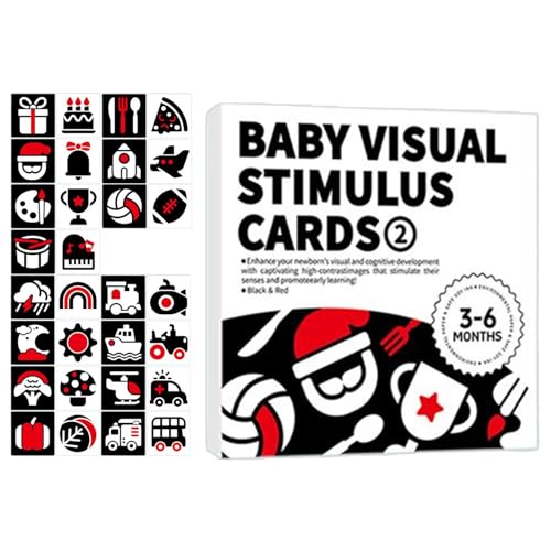 Gcerfby Sinnesentwicklung Lernkarten,Schwarz Weiß Sensorik Karten Für Babys - Interaktive Lernhilfe Visuelle Stimulation Für Kinder von Gcerfby